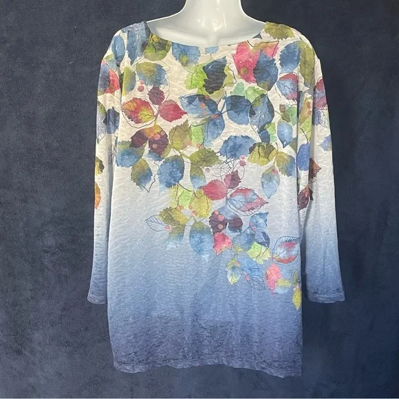 Alfred Dunner size 3XL blue and green blouse - Picture 5 of 6